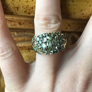 Natural Mint Garnet Sterling Silver 18k Yellow Gold Vermeil Ring Size 7